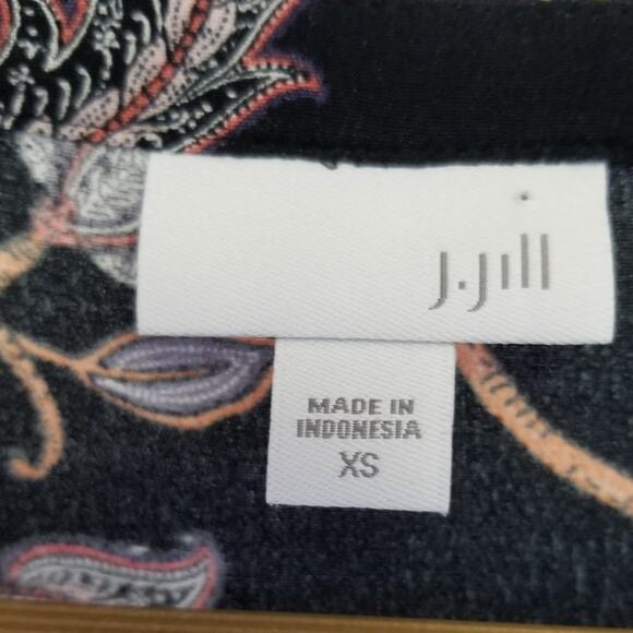 J. Jill Blue Floral Multi Color Tunic Top Silky Feel Size XS - Picture 3 of 6